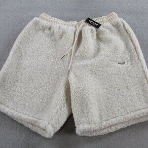 Milano Di Rouge Shorts Adult Large Cream Faris Sherpa Teddy Pile Fleece Lounge